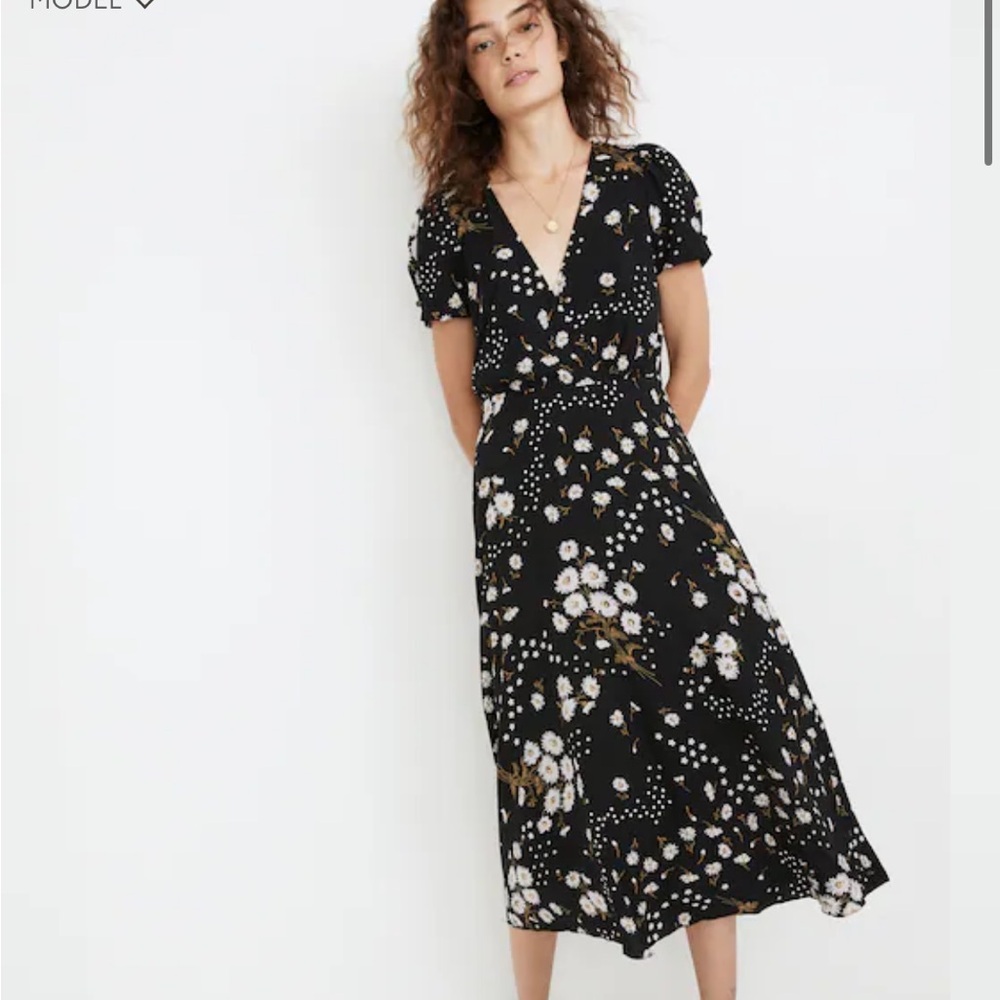 Madewell Black Floral Dress